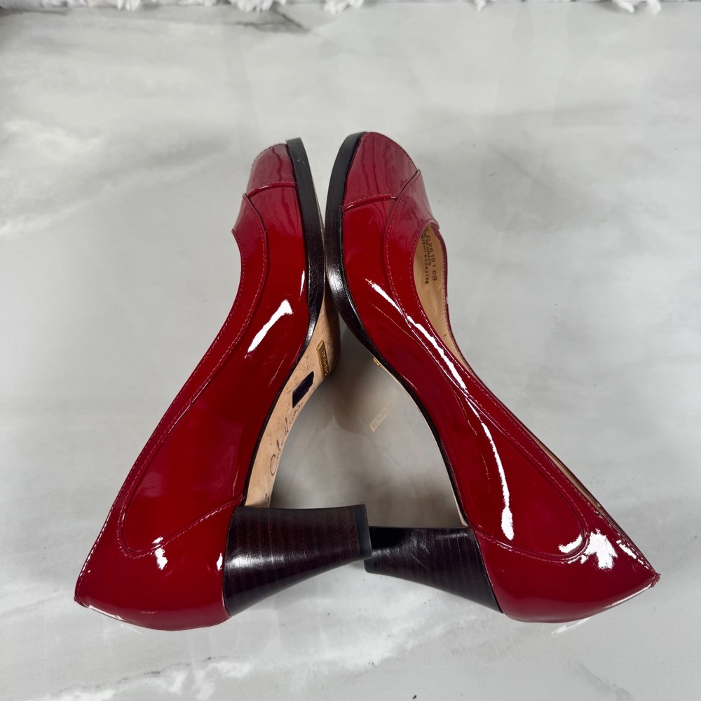 Cole Haan Nike Air Red Patent Leather Peep Toe Pumps Heels Size 6B - Picture 7 of 12